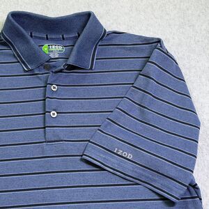 IZOD Golf Xtreme Function Polo Mens M Blue Striped Shirt